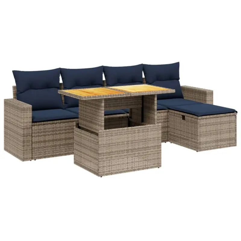 Loungeset voor tuin of terras met grijs materiaal en gepoedercoat staal - Tuinsets