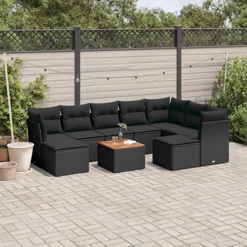 Loungeset voor tuin of terras met zwart materiaal en gepoedercoat staal - Tuinsets