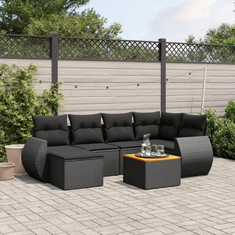 Loungeset voor tuin of terras met zwart materiaal en gepoedercoat staal - Tuinsets