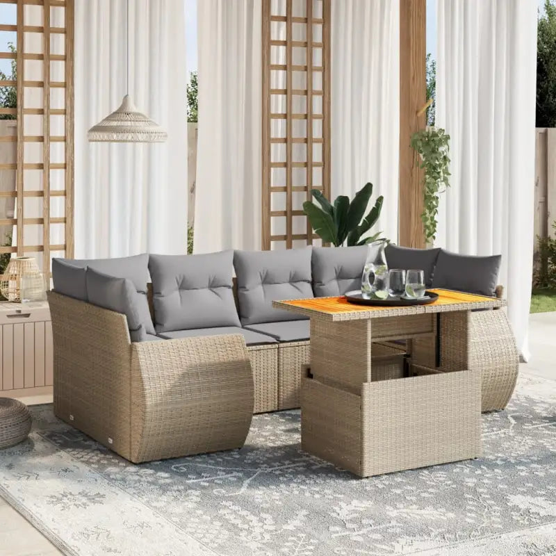 Loungeset voor tuin van grijs materiaal en gepoedercoat staal - Beige en grijs / zonder opbergruimte - Tuinsets