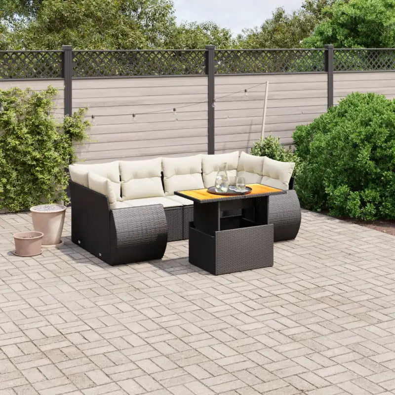 Loungeset voor tuin van grijs materiaal en gepoedercoat staal - Zwart en crème / zonder opbergruimte - Tuinsets