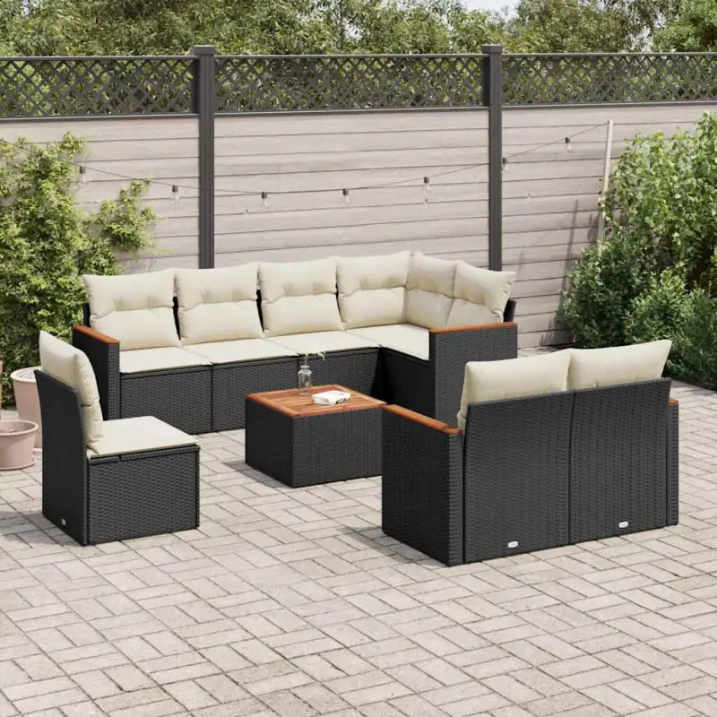 Loungestel in beige materiaal met waterdichte tas en gepoedercoat staal - Zwart en crème / Met tafel - Tuinsets