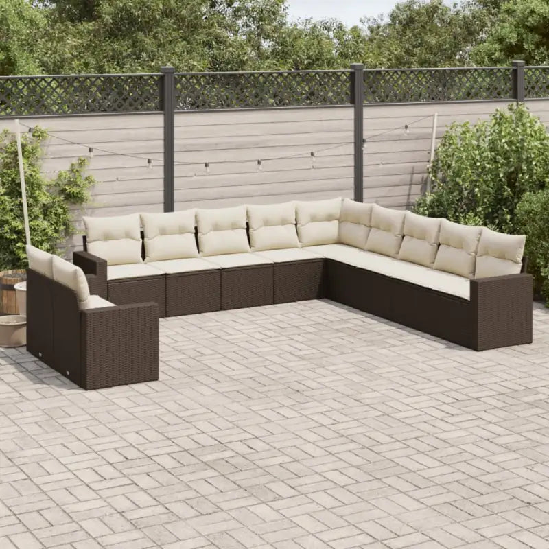 Loungetuig met beige materiaal en gepoedercoat staal afmetingen - Bruin en crème / Zonder tafel - Tuinsets