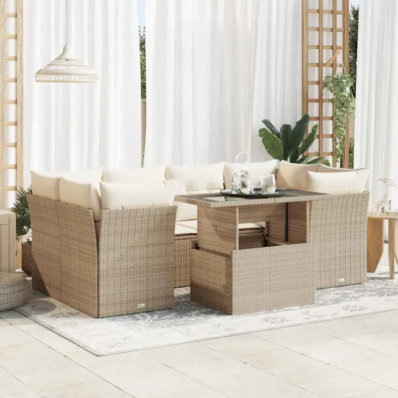 Loungetuig waterdichte zak beige materiaal en gepoedercoat staal - beige en crèmekleurig / met opbergruimte - Tuinsets