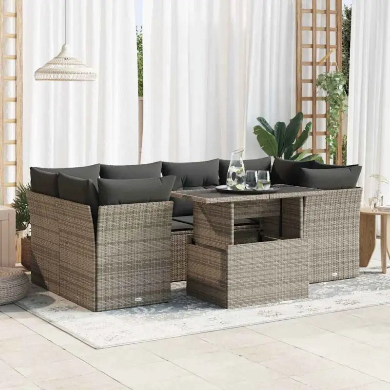 Loungetuig waterdichte zak beige materiaal en gepoedercoat staal - Grijs / met opbergruimte - Tuinsets