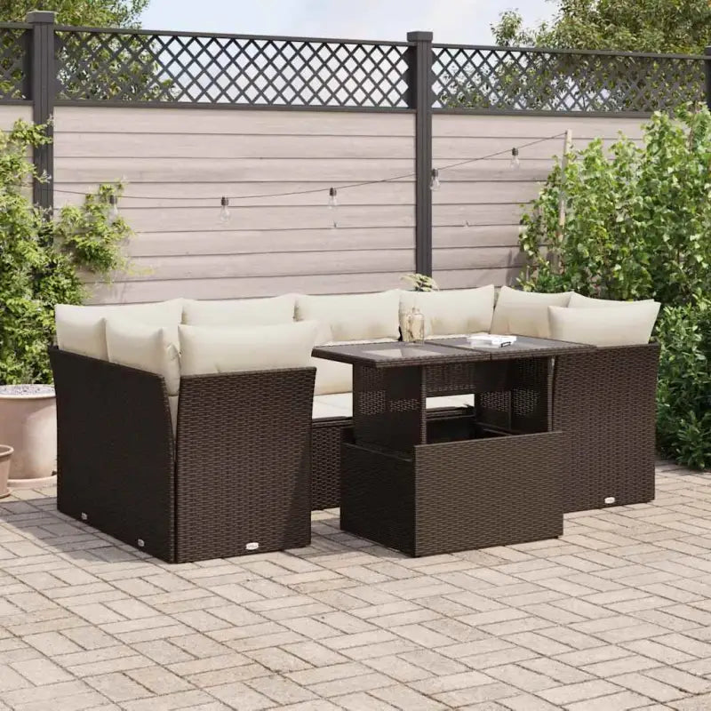 Loungetuig waterdichte zak beige materiaal en gepoedercoat staal - Bruin en crème / met opbergruimte - Tuinsets