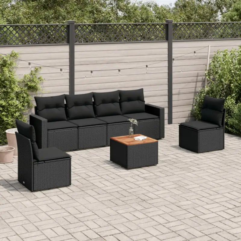 Loungetuigets van poly rattan en gepoedercoat staal voor tuin of terras - Zwart - Tuinsets