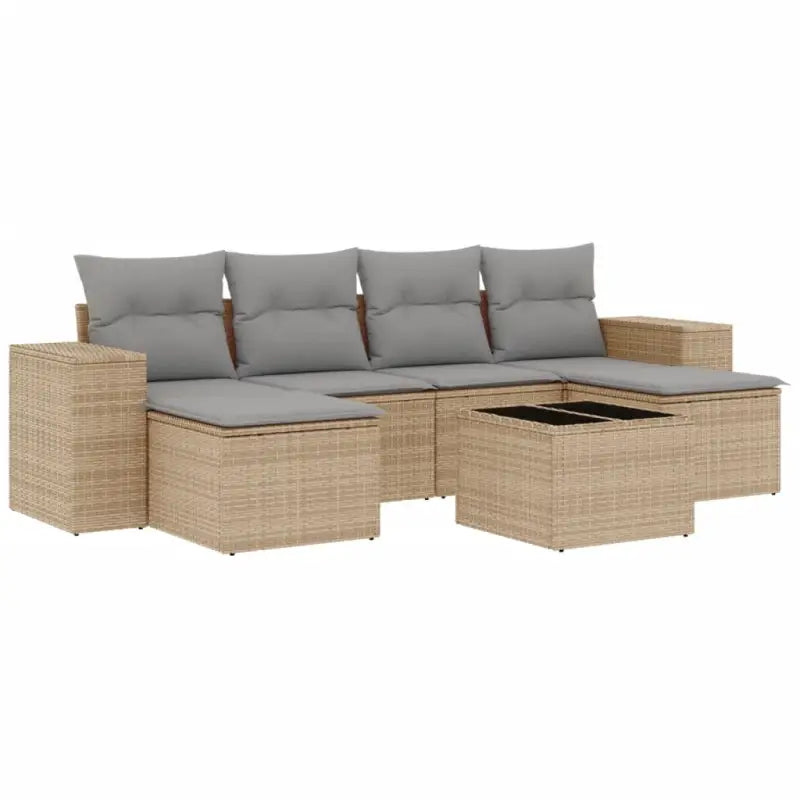 Loungetuigset van beige materiaal en gepoedercoat staal met perfecte afmetingen - Tuinsets