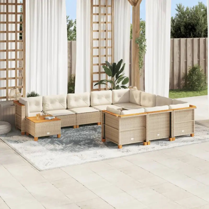 Loungetuins Set met Grijs Materiaal en Natuurlijke Olieafwerking - Beige / Dichtgeweven - Tuinsets