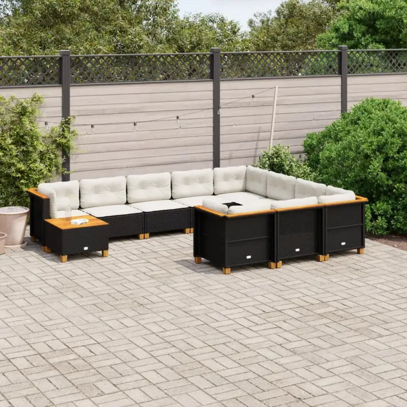 Loungetuins Set met Grijs Materiaal en Natuurlijke Olieafwerking - Zwart / Dichtgeweven - Tuinsets