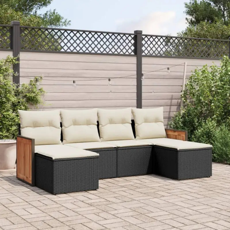 Loungetuinset in beige materiaal met gepoedercoat staal afmetingen - Zwart en crème / Zonder tafel - Tuinsets