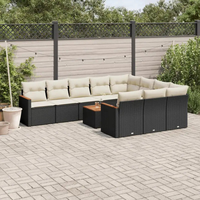 Loungetuinset in zwart gepoedercoat staal met comfortabele afmetingen - Zwart en crème / Met tafel - Tuinsets