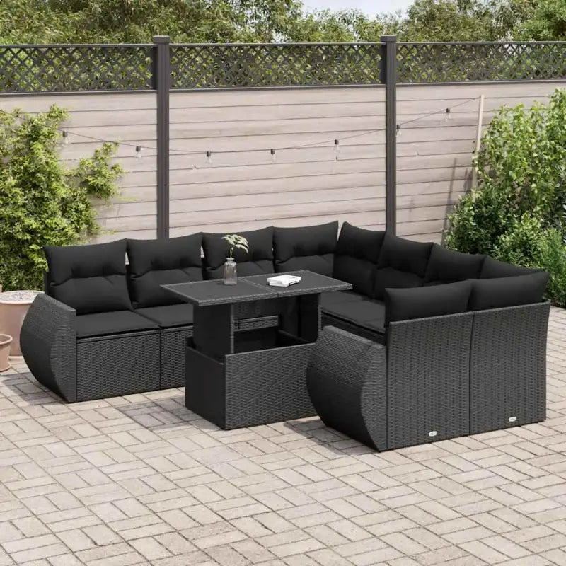 Loungetuinset met beige materiaal en gepoedercoat staal afmetingen - Zwart / met opbergruimte - Tuinsets