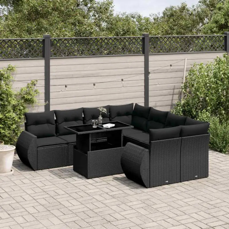 Loungetuinset met beige materiaal en gepoedercoat staal afmetingen - Zwart / zonder opbergruimte - Tuinsets