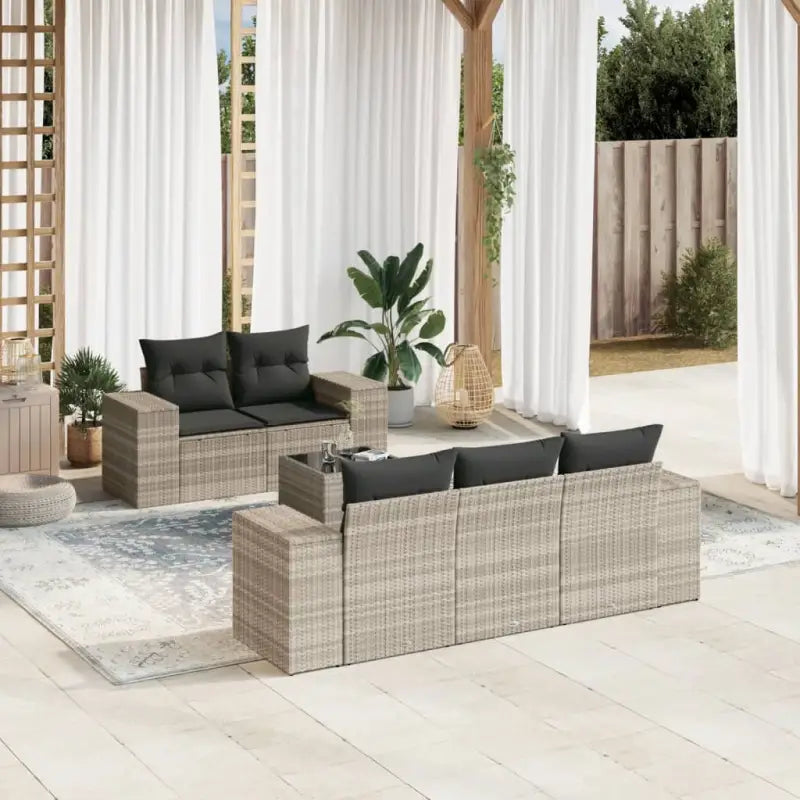 Loungetuinset met beige materiaal en gepoedercoat staal afmetingen - Lichtgrijs - Tuinsets