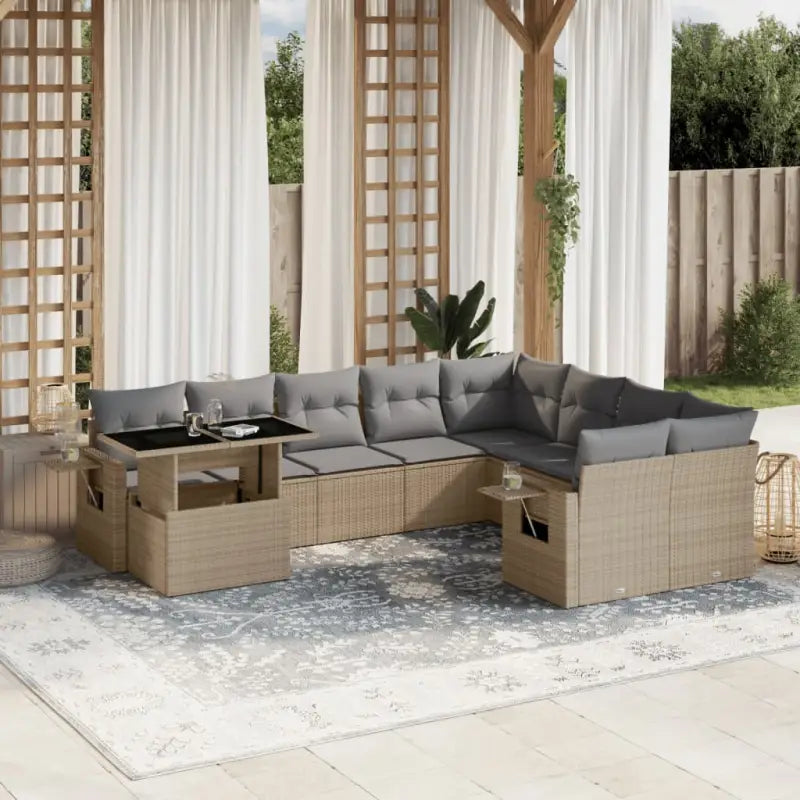 Loungetuinset met beige materiaal en gepoedercoat staal afmetingen - Beige en grijs - Tuinsets