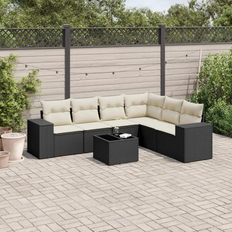 Loungetuinset met waterdichte tas en beige materiaal in gepoedercoat staal - Zwart en crème / Met tafel - Tuinsets