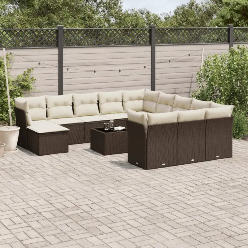Loungetuinset van gepoedercoat staal met beige materiaal afmetingen - Bruin en crème / Met tafel - Tuinsets