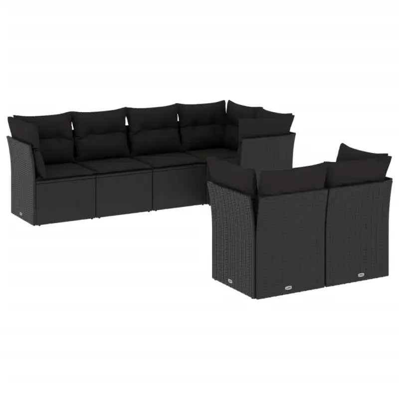Loungetuinset van poly rattan met zwart materiaal en gepoedercoat staal - Tuinsets