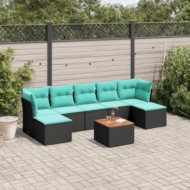 Loungetuinset van zwart gepoedercoat staal voor ontspannen buitenruimte - Zwart en blauw - Tuinsets