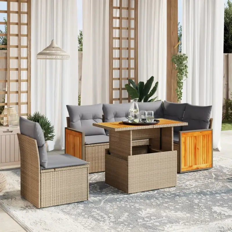 Loungetuinset van zwart materiaal en gepoedercoat staal - Beige en grijs - Tuinsets