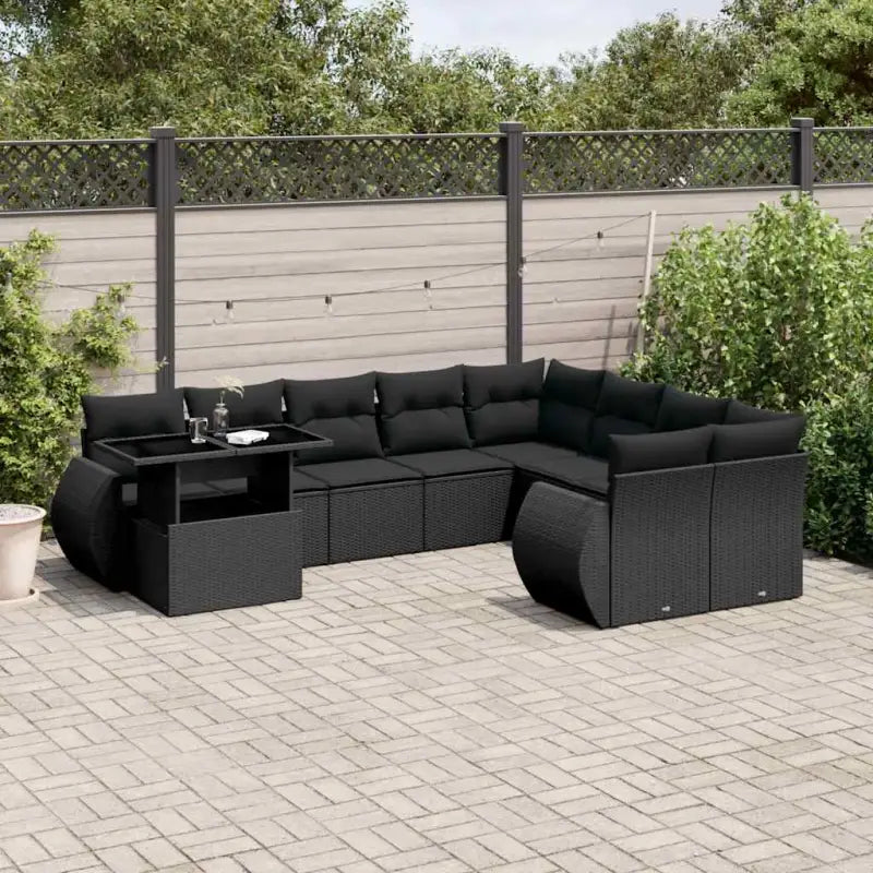 Loungetuinset van zwart materiaal en gepoedercoat staal met ruime afmetingen - Tuinsets