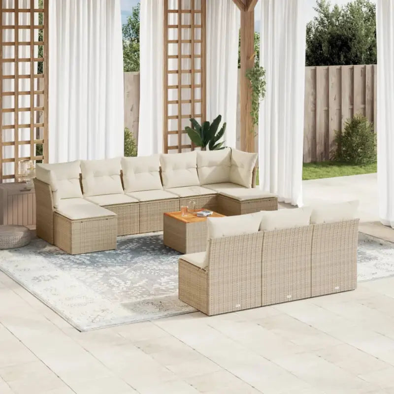 Loungetuinset van zwart materiaal met gepoedercoat staal en afmetingen - beige en crèmekleurig - Tuinsets