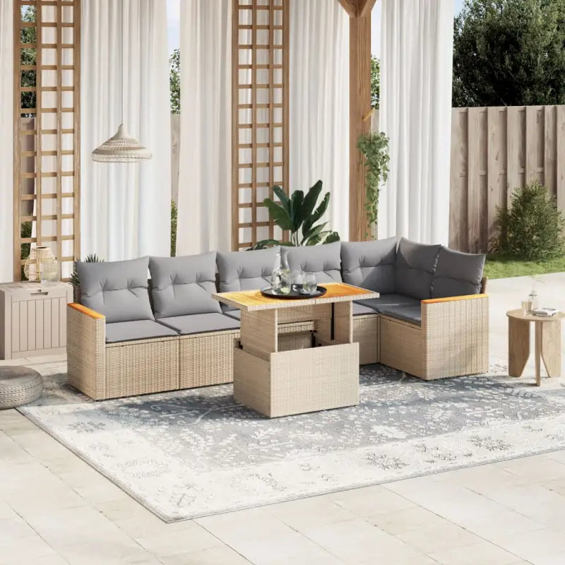 Loungetuinset van zwart materiaal met gepoedercoat staal voor buitenplezier - Beige en grijs - Tuinsets