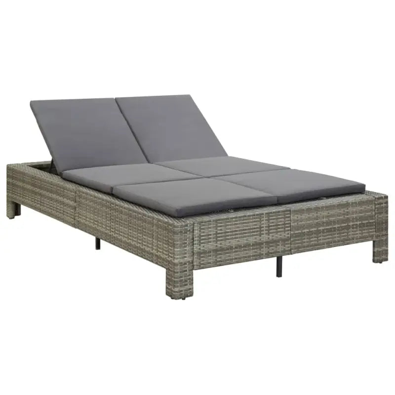 Luxe 2-persoons ligbed met poly rattan en gepoedercoat stalen frame - Grijs - Tuinbedden