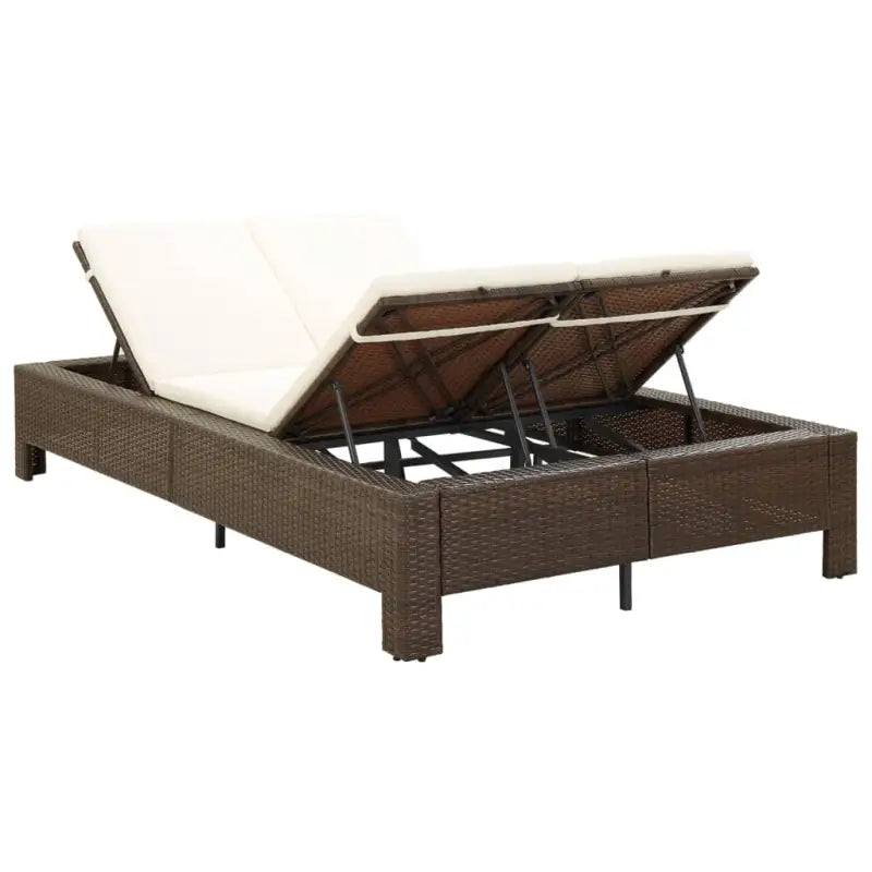 Luxe 2-persoons ligbed met poly rattan en gepoedercoat stalen frame - Tuinbedden
