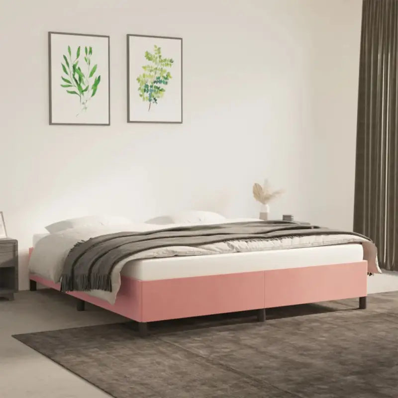 Luxe bedframe met multiplex lattenbodem en zachte fluwelen bekleding - Roze / 160 x 200 cm / 35 cm - Bedden & bedframes