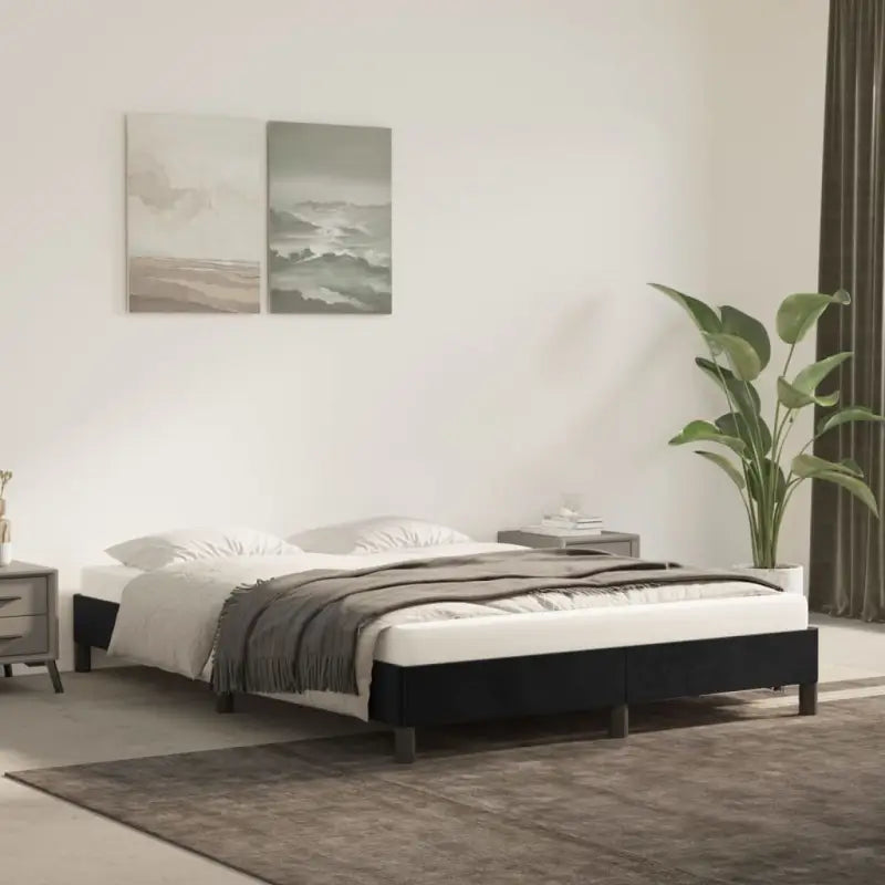 Luxe bedframe met multiplex lattenbodem en zachte fluwelen bekleding - Zwart / 140 x 190 cm / 25 cm - Bedden & bedframes