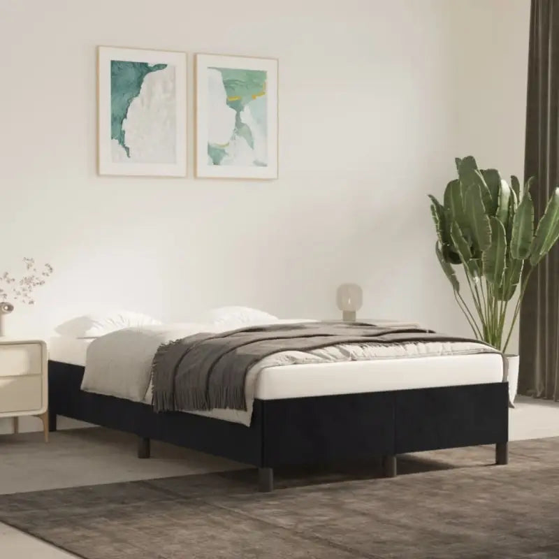 Luxe bedframe met multiplex lattenbodem en zachte fluwelen bekleding - Zwart / 120 x 200 cm / 35 cm - Bedden & bedframes