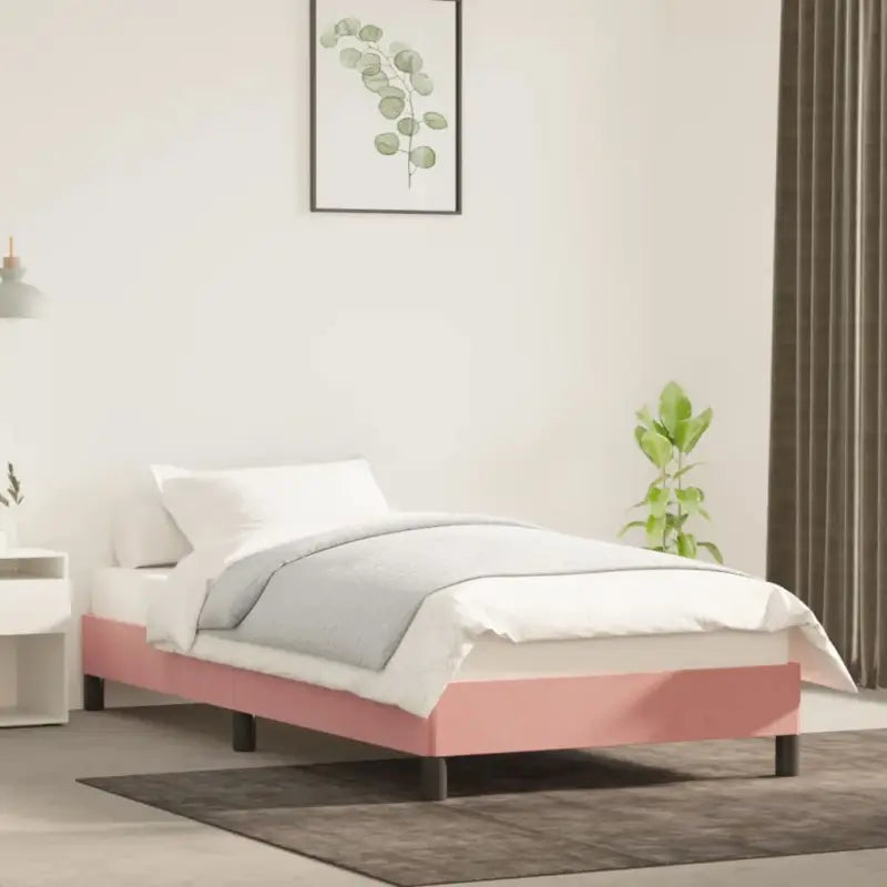 Luxe bedframe met multiplex lattenbodem en zachte fluwelen bekleding - Roze / 80 x 200 cm / 25 cm - Bedden & bedframes