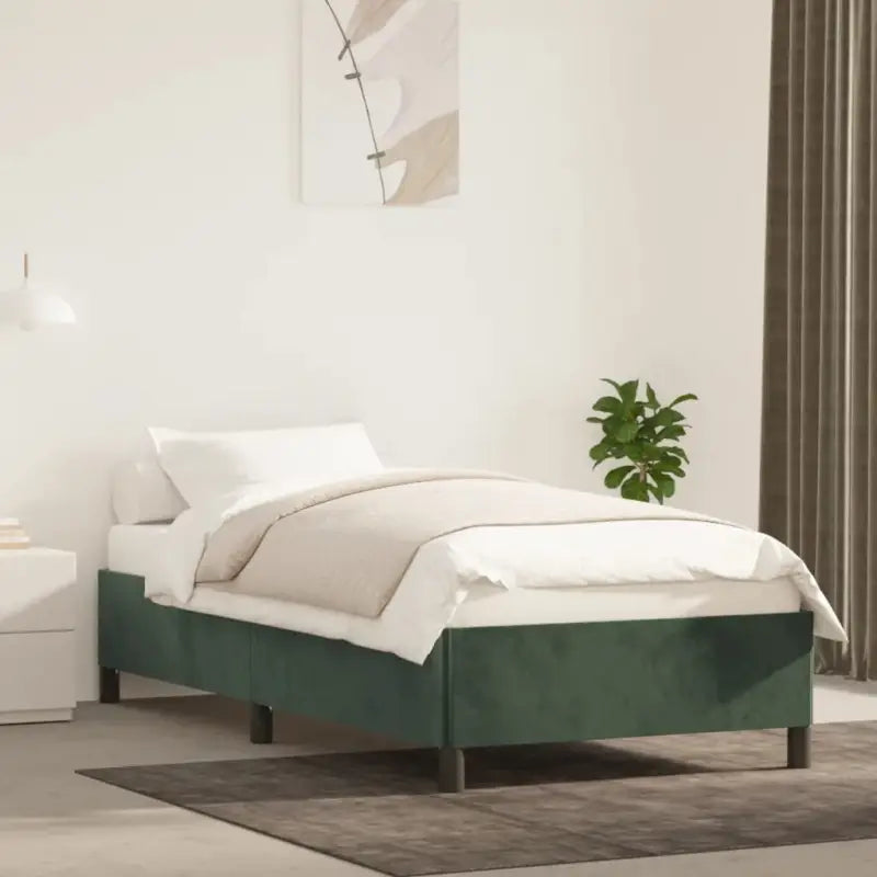 Luxe bedframe met multiplex lattenbodem en zachte fluwelen bekleding - Donkergroen / 100 x 200 cm / 35 cm - Bedden &