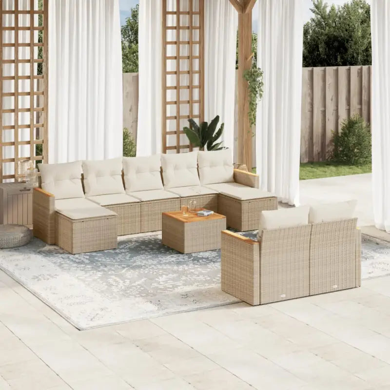 Luxe loungeset met zwart materiaal en waterdichte tas voor buitengebruik - beige en crèmekleurig / Met tafel - Tuinsets