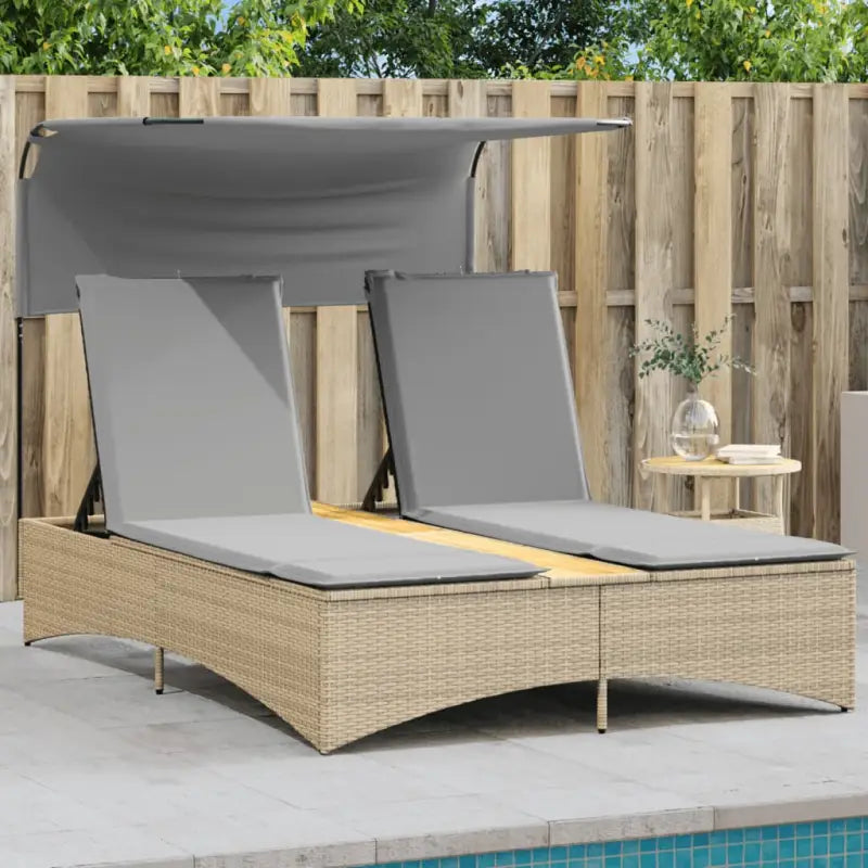 Luxe poly rattan ligbed voor een comfortabele zitervaring met wasbare hoes - Beige / 1 - Ligstoelen