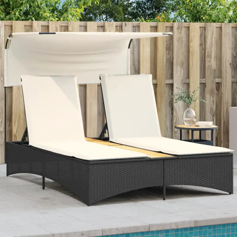Luxe poly rattan ligbed voor een comfortabele zitervaring met wasbare hoes - Zwart / 1 - Ligstoelen