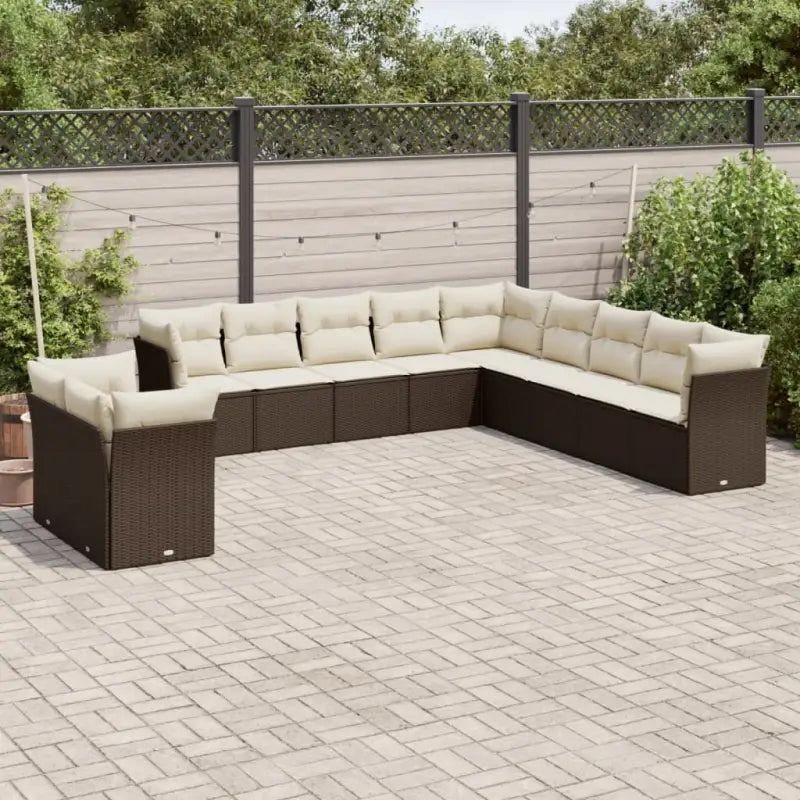Luxe tuinset met poly rattan en comfortabele zitervaring - Bruin en crème / Zonder tafel - Tuinsets