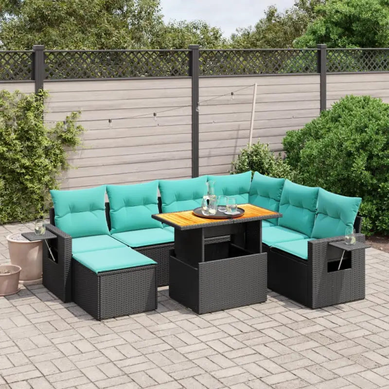 Luxe tuinsets in grijs materiaal met gepoedercoat staal en afmetingen - Zwart / 3x midden + Tafel + hoek - Tuinsets