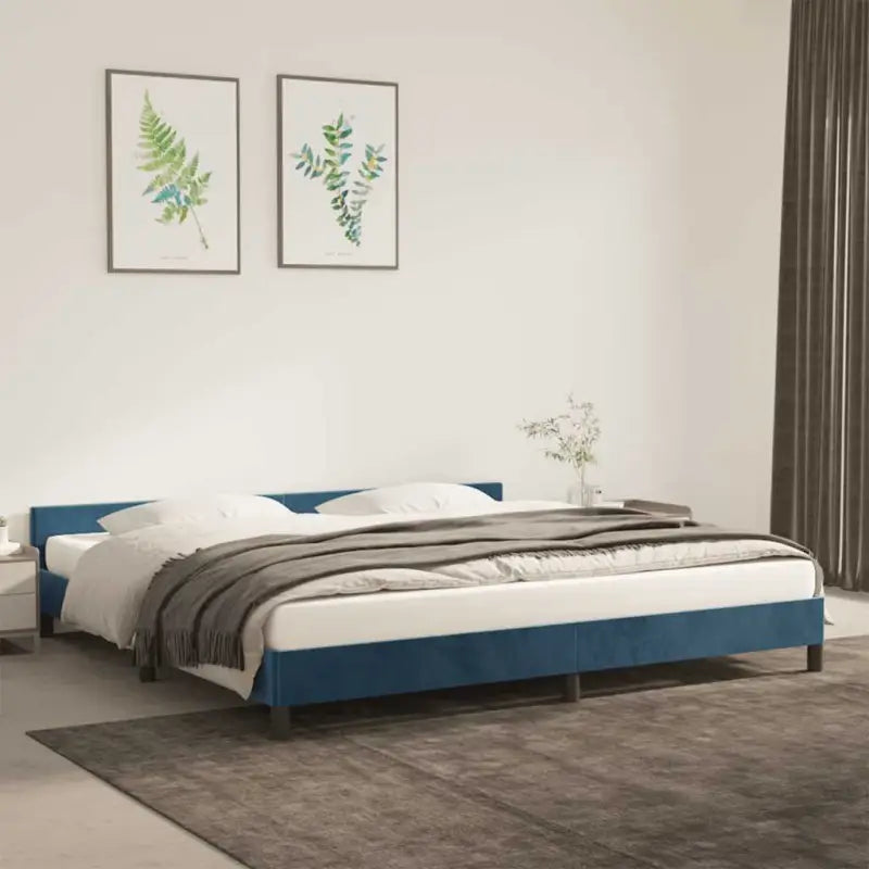 Luxueus bedframe met hoofdeinde en multiplex lattenbodem - Blauw / 200 x 200 cm - Bedden & bedframes