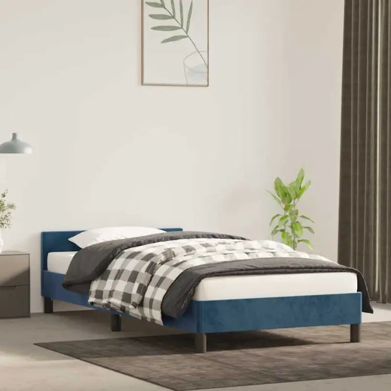 Luxueus bedframe met hoofdeinde en multiplex lattenbodem - Blauw / 90 x 200 cm - Bedden & bedframes