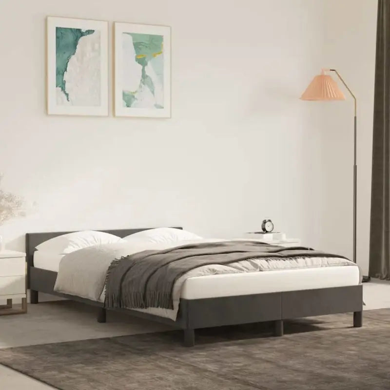 Luxueus bedframe met hoofdeinde en multiplex lattenbodem - Donkergrijs / 120 x 200 cm - Bedden & bedframes