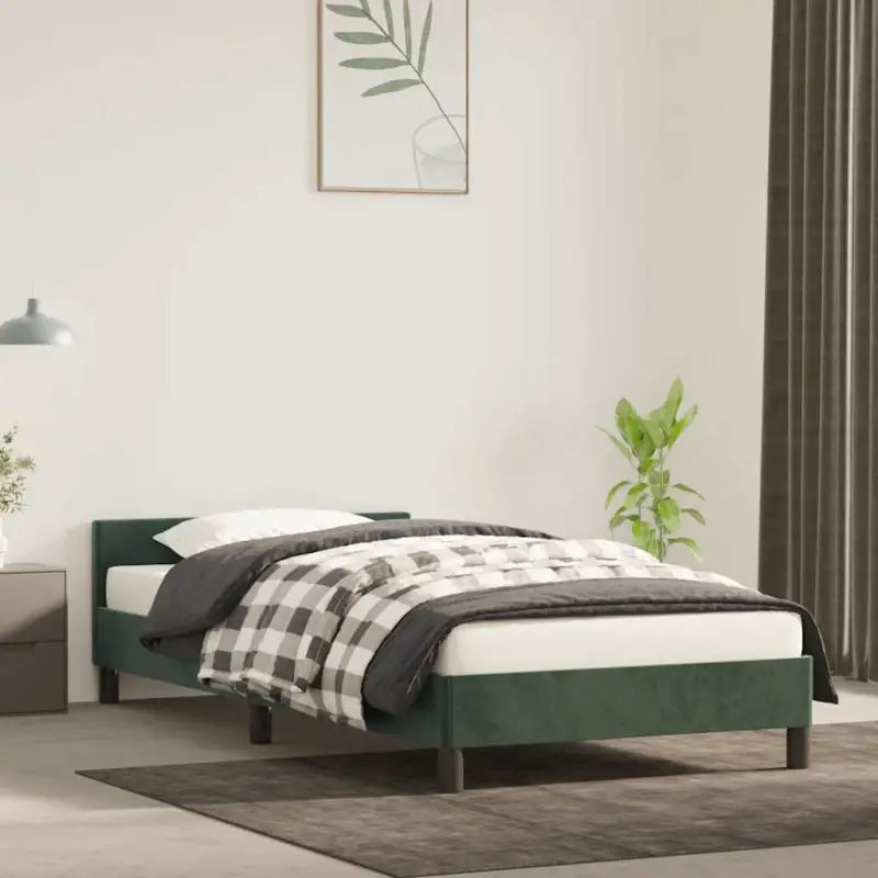 Luxueus bedframe met hoofdeinde en multiplex lattenbodem - Groen / 100 x 200 cm - Bedden & bedframes