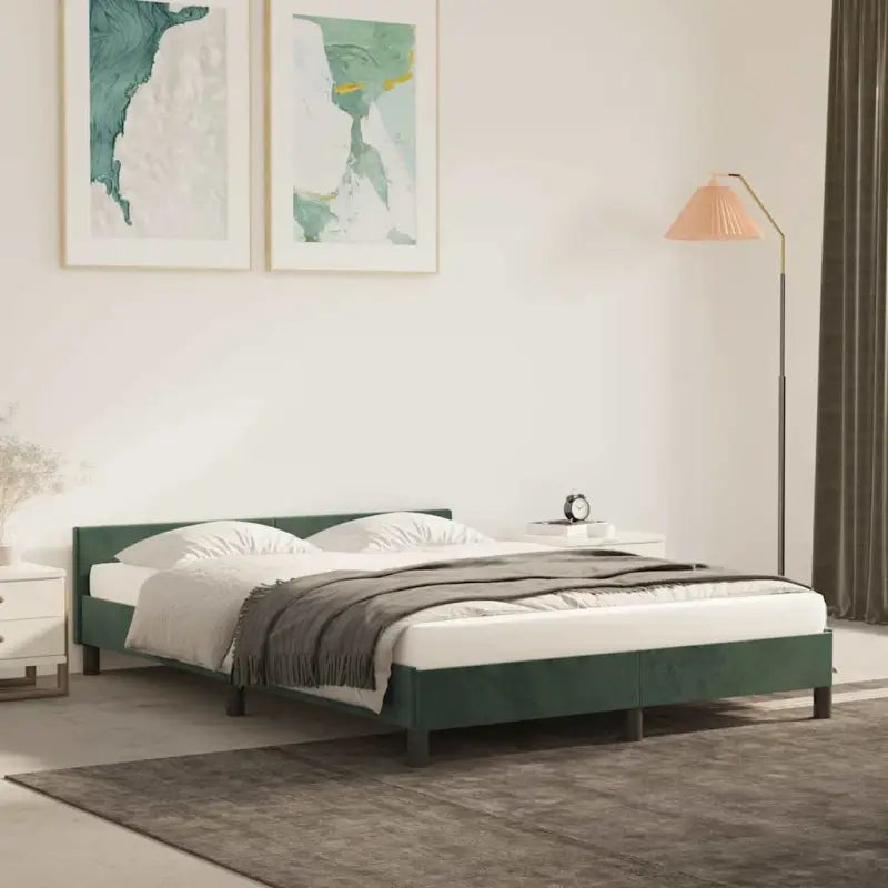 Luxueus bedframe met hoofdeinde en multiplex lattenbodem - Groen / 140 x 190 cm - Bedden & bedframes
