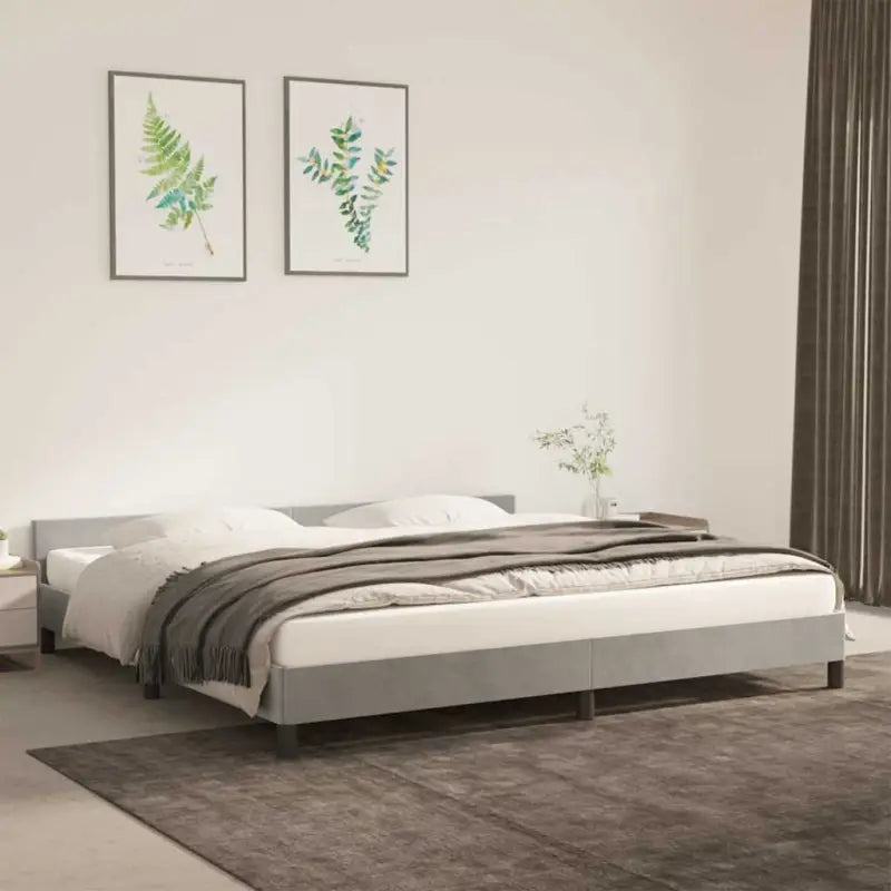 Luxueus bedframe met hoofdeinde en multiplex lattenbodem - Lichtgrijs / 200 x 200 cm - Bedden & bedframes