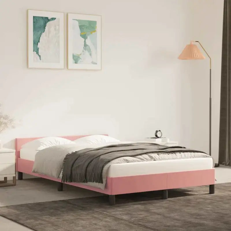 Luxueus bedframe met hoofdeinde en multiplex lattenbodem - Roze / 120 x 200 cm - Bedden & bedframes