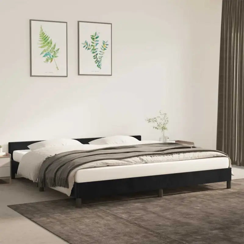 Luxueus bedframe met hoofdeinde en multiplex lattenbodem - Zwart / 200 x 200 cm - Bedden & bedframes