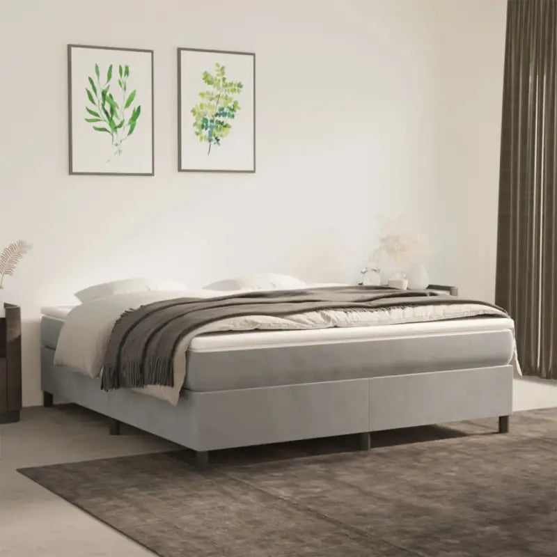 Luxueus bedframe met multiplex lattenbodem en fluweel bekleding - Lichtgrijs / 180 x 200 cm / 35 cm - Bedden & bedframes