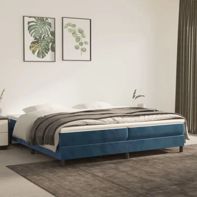 Luxueus bedframe met multiplex lattenbodem en fluweel bekleding - Donkerblauw / 200 x 200 cm / 25 cm - Bedden &